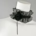 MOVING SALE Romantic Black and White Neck Ruff Choker with Leather Rosette