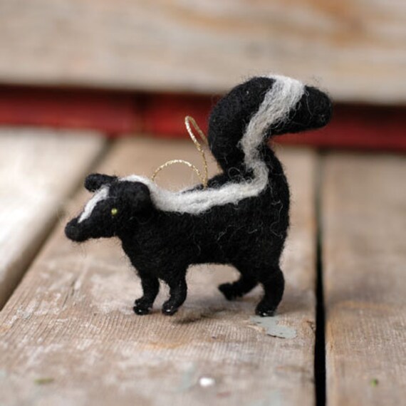 skunk needle felted christmas ornament goat christmas tree ornament
