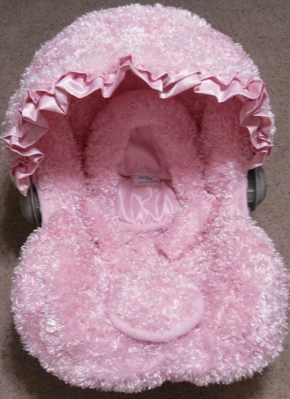 Shabby Pink Silky Fleece Infant Car Seat Replacement Cover