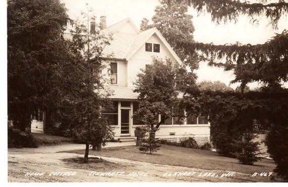 RPPC 1938 Home Cottage Schwartz Hotel Elkhart Lake by JACKIGO