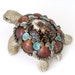 Turtle Sculpture Seashells Brown and Aqua