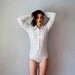 vintage METALLIC body suit / 1960s striped button up collar TUXEDO leotard