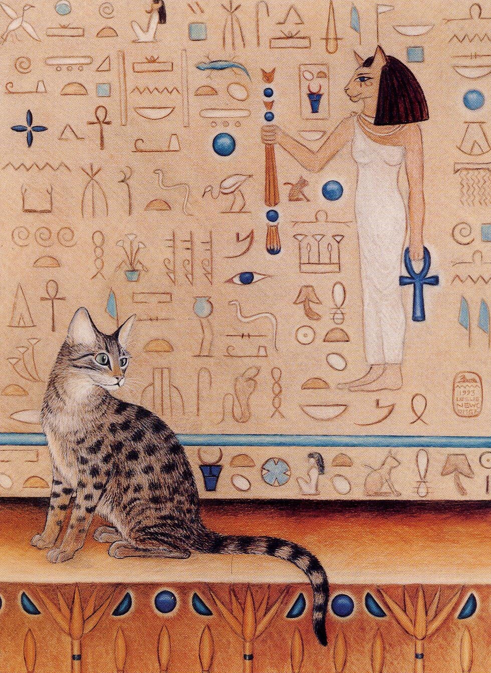 Egyptian Mau Cat Art Print Egyptian Temple Mennefer