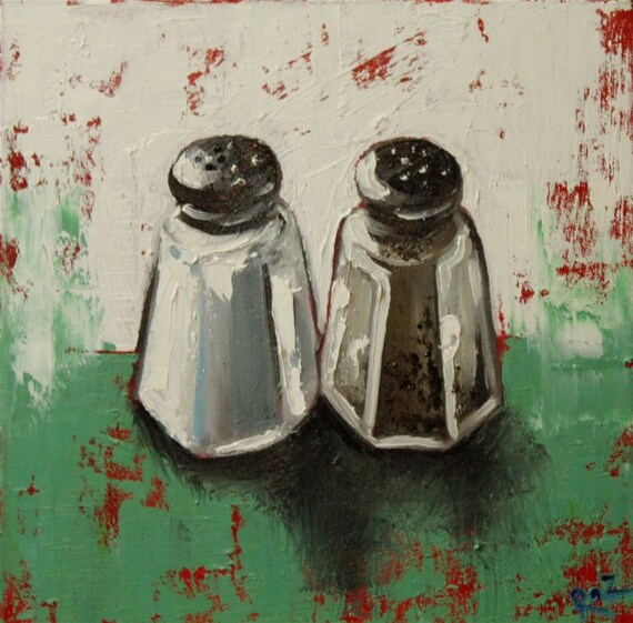 Salt and Pepper painting 23 12x12 inch original oil painting