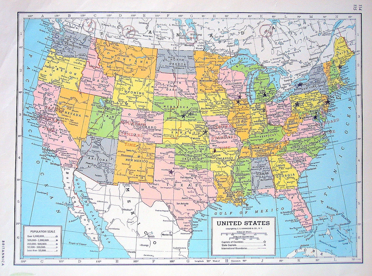 United States Map With Capitals And Latitude And Longitude