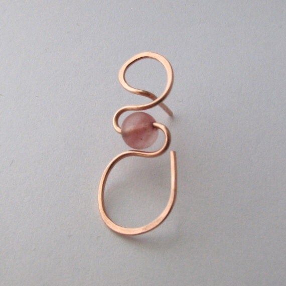 Eyeglass Pin Sunglass Holder Cherry Quartz Bead Copper Wire