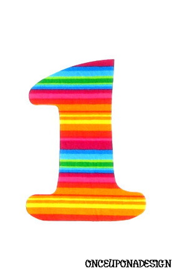 extra large birthday rainbow print number 1fabric iron on