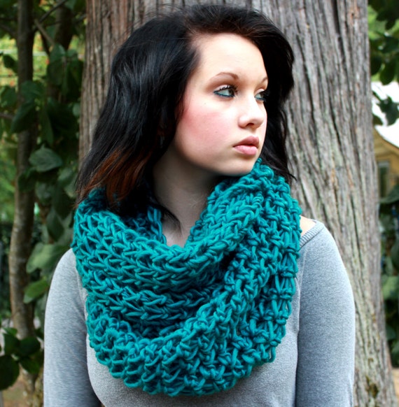 Items similar to The Favorite Cowl neck hood scarf circle eternity teal ...