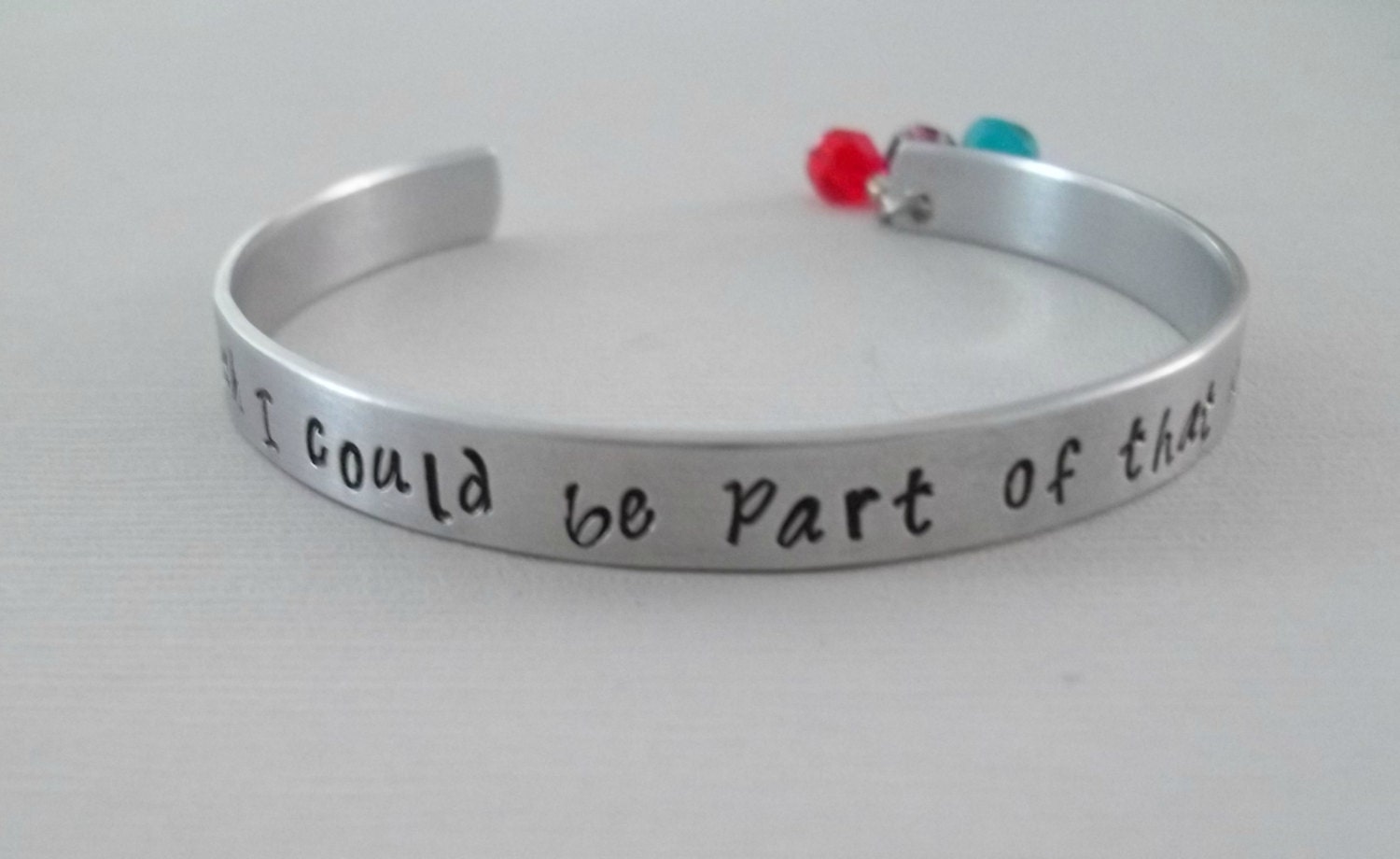 Custom hand stamped aluminum bracelet cuff 1/4 by