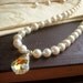 Swarovski Pearl Necklace on Sterling . White Bridal Pearl with Crystal . Purity