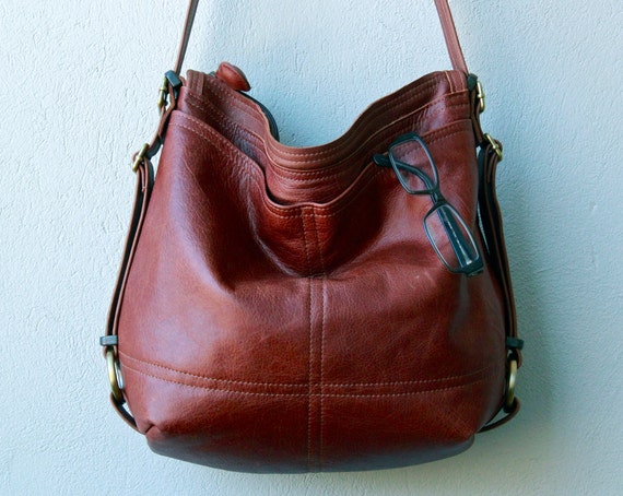 Items similar to HOBO PACK 'three in one' - mid size - leather backpack ...