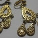 Goldtone Teardrop Filigree Dangle Clip Earrings