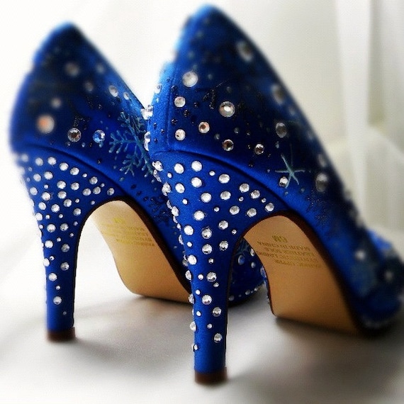 Wedding Shoes blue  snowflakes custom Sapphire accessory