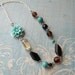 Turquoise Cabochon Beaded Chain Necklace
