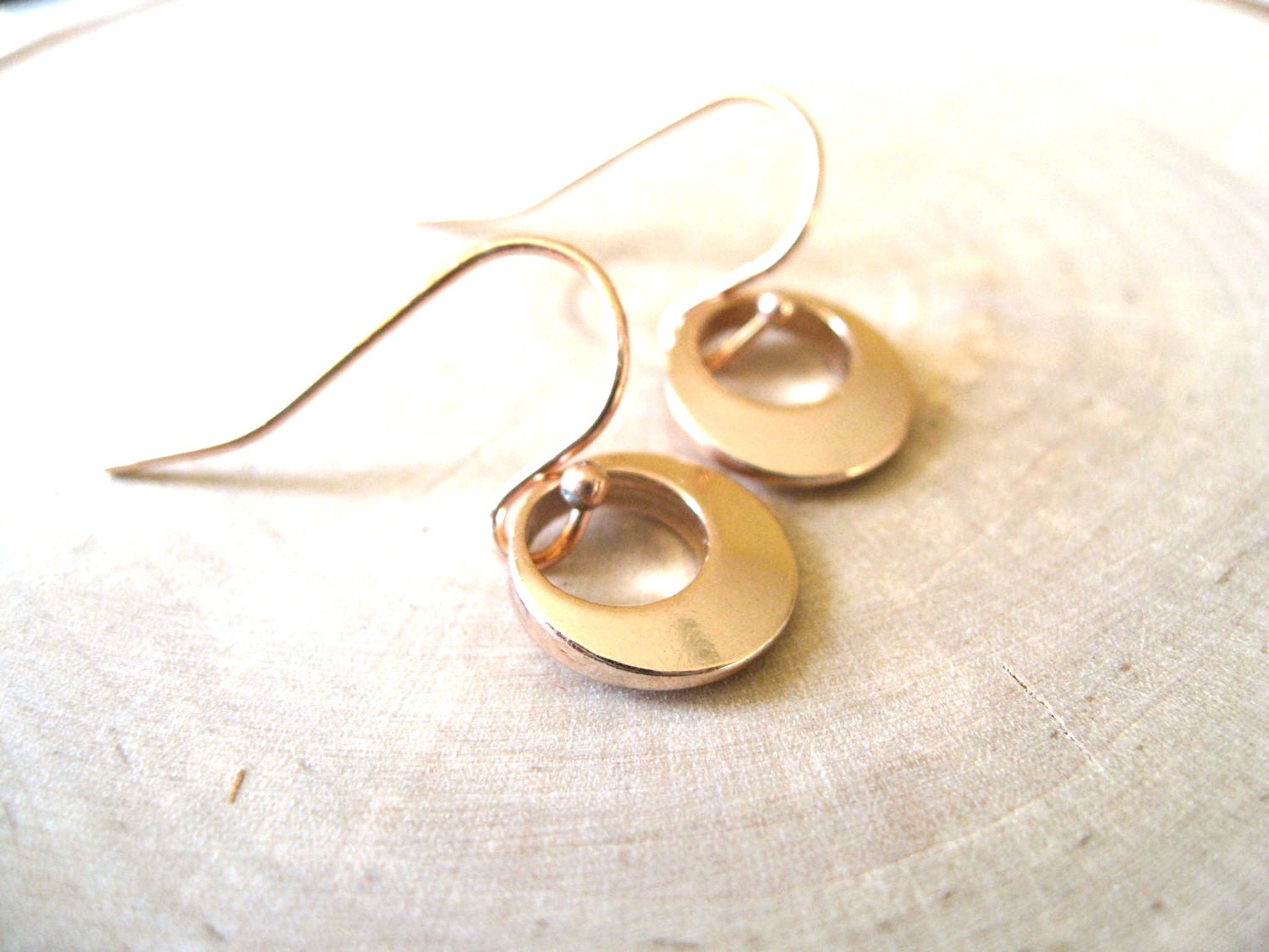Rose gold earrings Circle geometric jewelry Bridesmaid gift