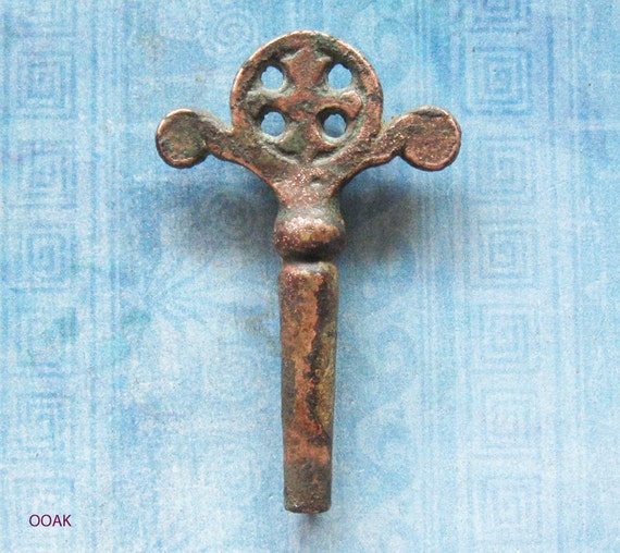 Antique Brass Key Ancient Relic Celtic Cross by FOUNDLINGS on Etsy