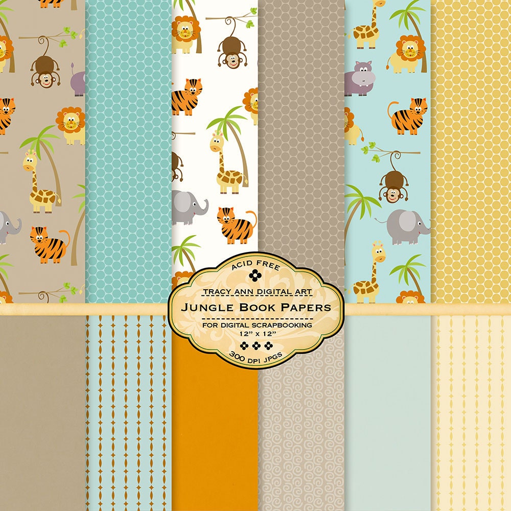 Jungle Scrapbook Digital Paper Pack Jungle by TracyAnnDigitalArt
