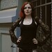 MASQ 2012 brown lace floral bolero sleeves. Size M