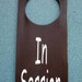 In Session Painted Distressed Wooden Door Knob Hanger Sign