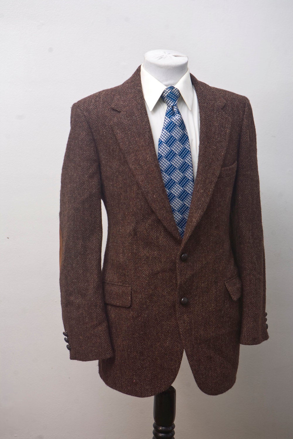 Size 42 Vintage Herringbone Harris Tweed Sport Coat