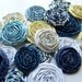 Paper flowers yellow and blue set of 20 handmade paper roses