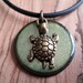 Turtle Necklace Olive Green Copper Enamel pendant necklace