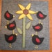 Primitive Penny Rug- Candle Mat - Blackbirds in the Garden