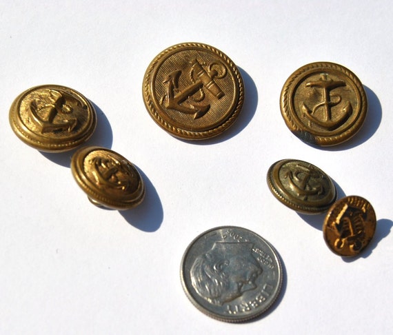 Anchor Antique Vintage Buttons Navy Marine Blazer Group of 6