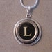 Typewriter key jewelry necklace BLACK LETTER L Typewriter Key Pendant Necklace - Initial L serif font letter