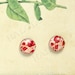 Sale - 10pcs handmade red flowers round clear glass dome cabochons 12mm (12-0485)