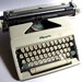 Vintage Olympia De Luxe 1960s Gray and Aqua Portable Typewriter in Case - Made in West Germany