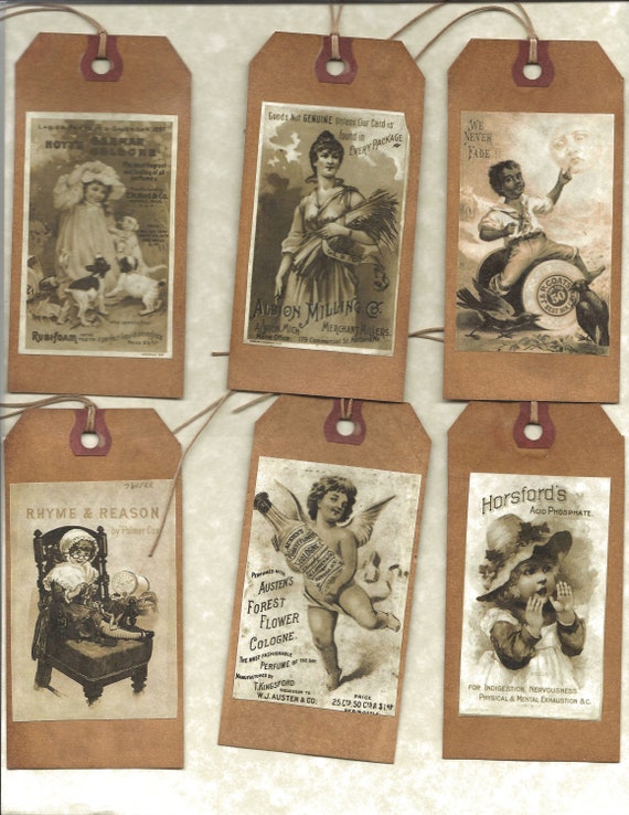 12 PRIMITIVE TAGS Primitive Labels Hang Tags folk