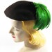 Vintage 1940s 40s Hat Brown Wool Close Style with Bright Green Parrot Feathers from Montaldos