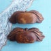 2 vintage ornate carved distressed wood handles