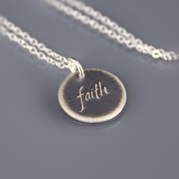Tiny Faith Necklace Etched Sterling Silver Pendant by lisahopkins