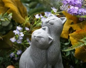 Cat Statue - Outdoor Garden Decor - Concrete Cat Couple - Soaking Up the Sunshine