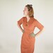 50s Burnt Orange Cotton & Rayon Sheath Dress M