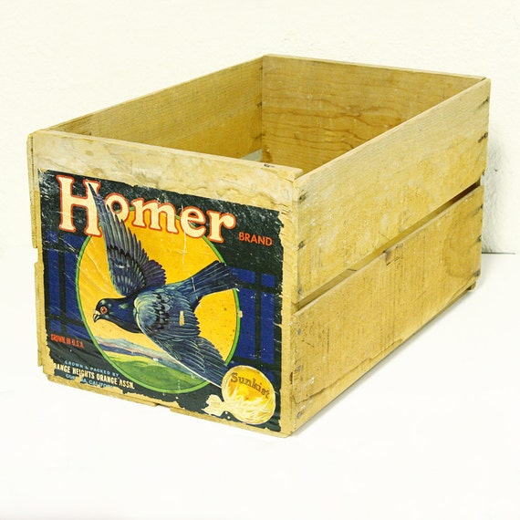 Vintage wood crate orange crate fruit crate produce
