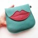 Handmade Leather clutch Purse, Bag, Jade and Berry leather KISS 1803