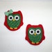 Felt Embroidered Appliques -READY TO SHIP-Christmas Owls - Set of 4