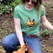 Atomic Chicken screenprinted SMALL Ladies-cut, green cotton T-shirt