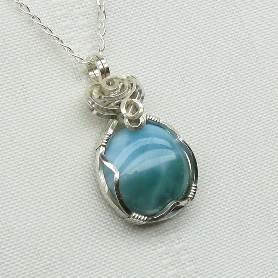 Larimar Necklace Larimar Genuine Blue Larimar Pendant