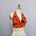 s a l e 1970s ORANGE poppy floral cropped HALTER top S