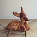 1950s Pine Scented Pottery Ceramic Fawn, Rocky Mountain Pottery, Woodland Fawn, Faux Bois Ceramic Fawn