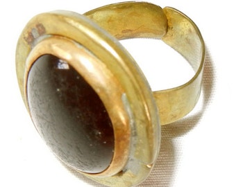 Murano Glass, Antique ring, Vintage Rafael Canada brass ring with Murano Glass cabochon