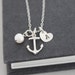 Anchor Necklace .. Initial Necklace ..Sterling Silver, Personalized Jewelry , Nautical Hand Stamped Pendant Journey Necklace