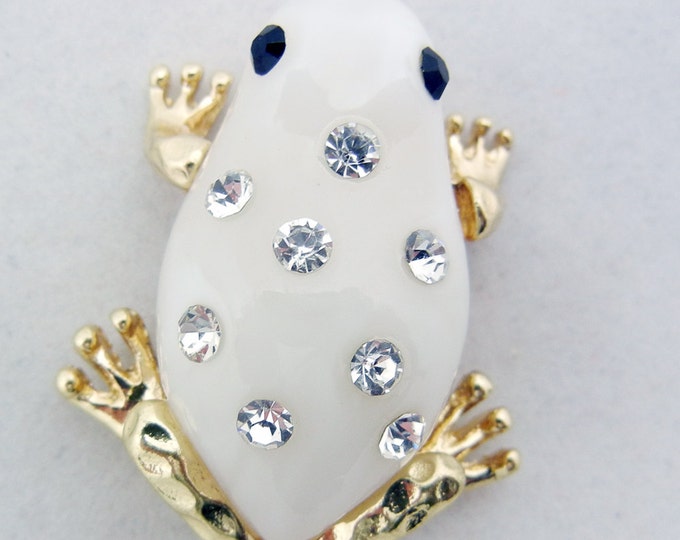 White Acrylic Rhinestone Frog Slide Charm