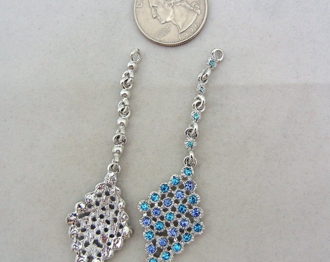 Pair of Silver-tone Diamond Shape Blue Turquoise Drop Charms