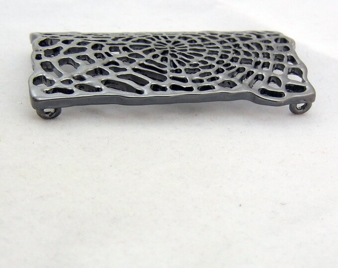 Dark Silver-tone or Hematite Spider Web Slide Charm