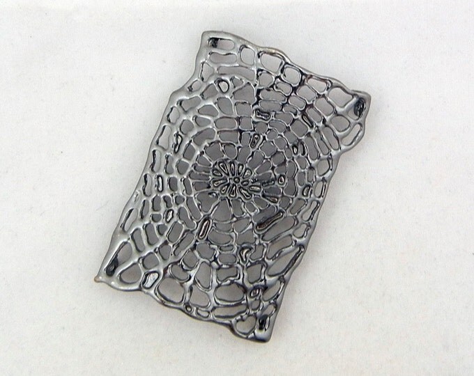 Dark Silver-tone or Hematite Spider Web Slide Charm